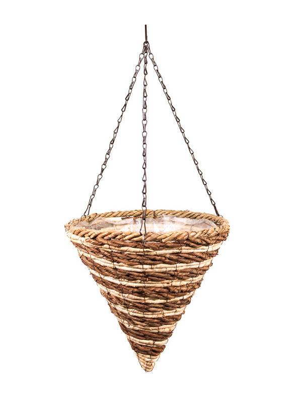Cone Wood Woven Hanging Basket – Natural, 12in Chestnut (with Chain)