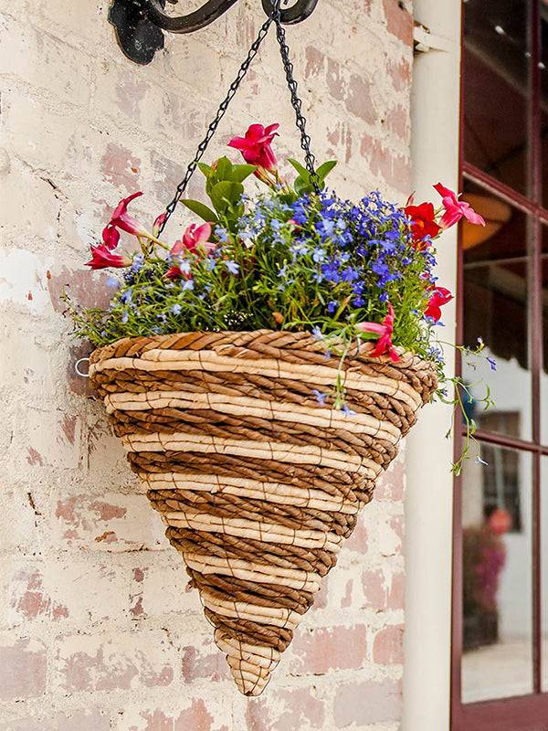 Cone Wood Woven Hanging Basket – Natural, 12in Chestnut (with Chain) - Image 2