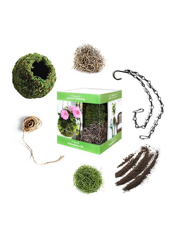Original 6″ Kokedama Kit – Includes Moss, Soil, Twine & Hanging Chain